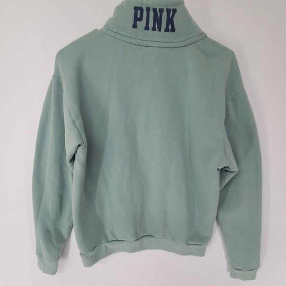 Victoria's Secret PINK Boyfriend Half Zip Mockneck Logo Fleece Sweatshirt Size S - Picture 5 of 8